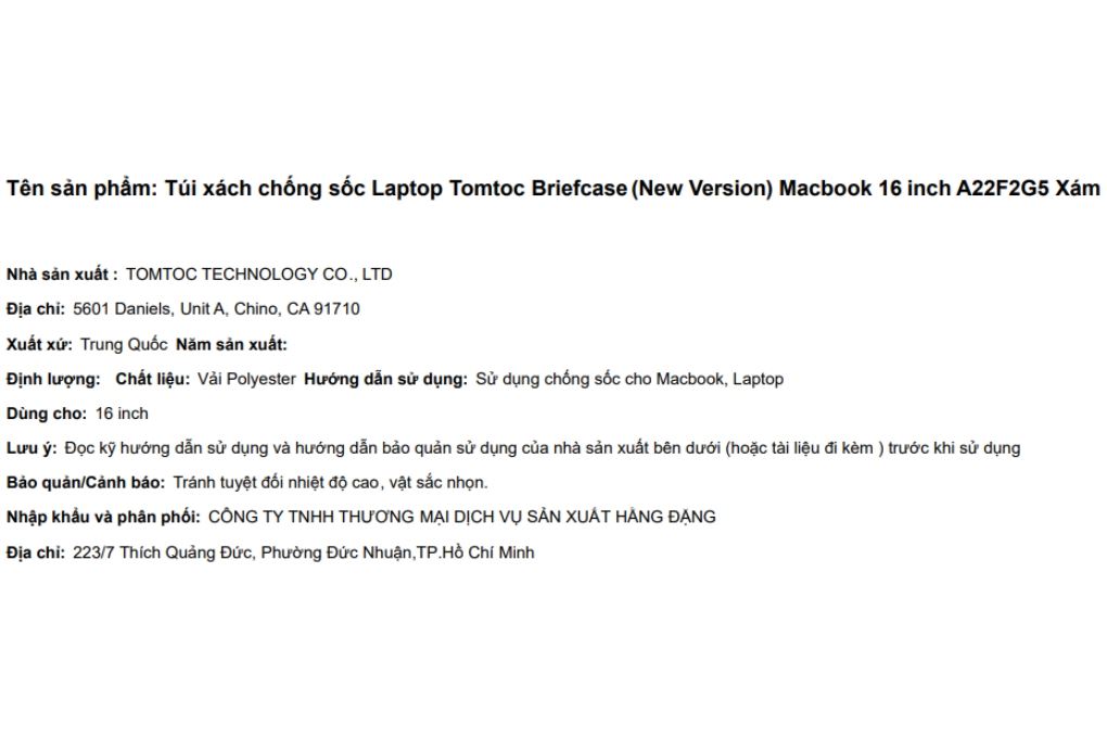 Túi xách chống sốc Macbook 16 inch Tomtoc Briefcase A22F2 - 5