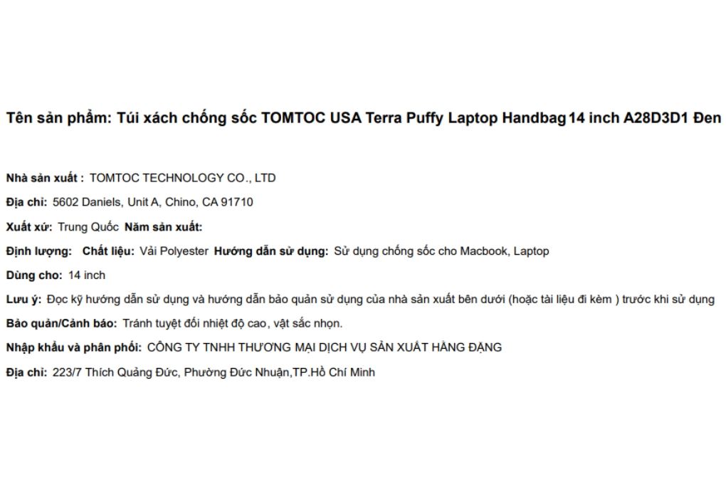 Túi xách chống sốc Laptop Handbag 14 inch Tomtoc USA Terra Puffy A28D3 - 5