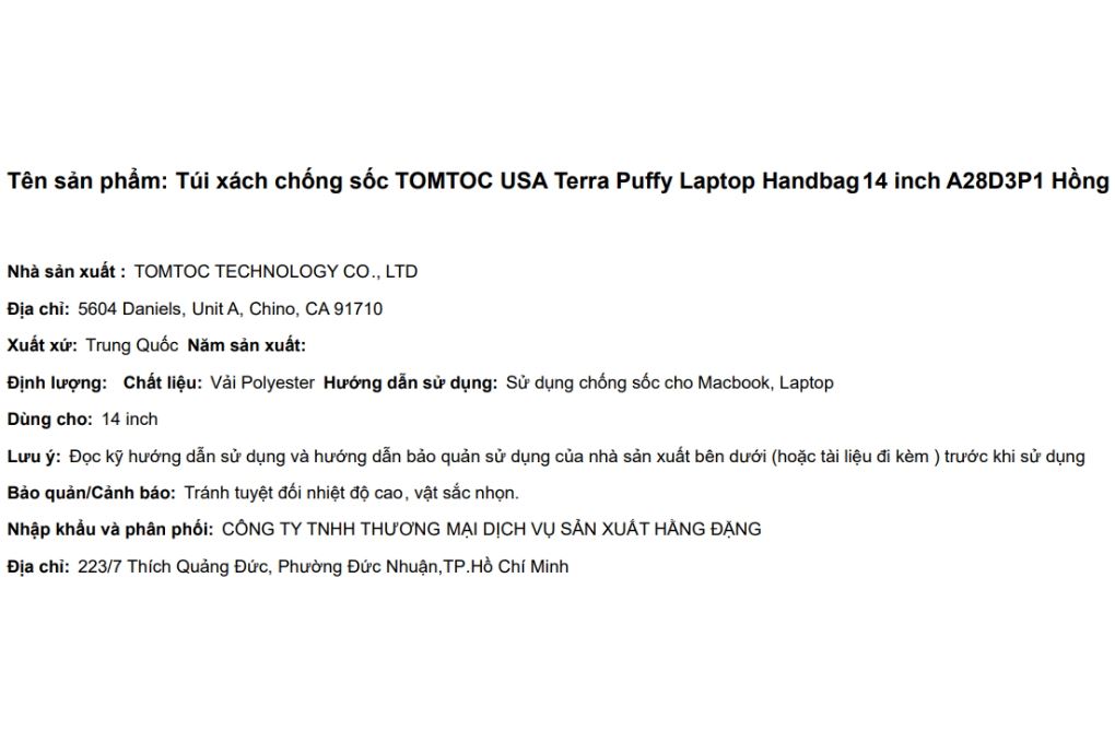 Túi xách chống sốc Laptop Handbag 14 inch Tomtoc USA Terra Puffy A28D3 - 5