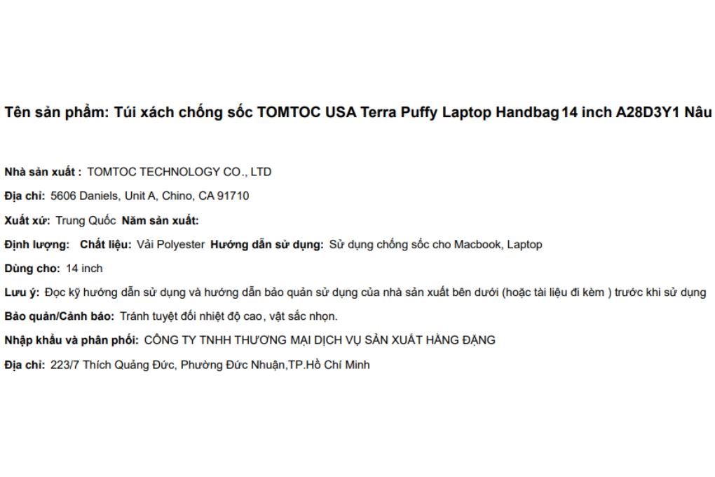 Túi xách chống sốc Laptop Handbag 14 inch Tomtoc USA Terra Puffy A28D3 - 5