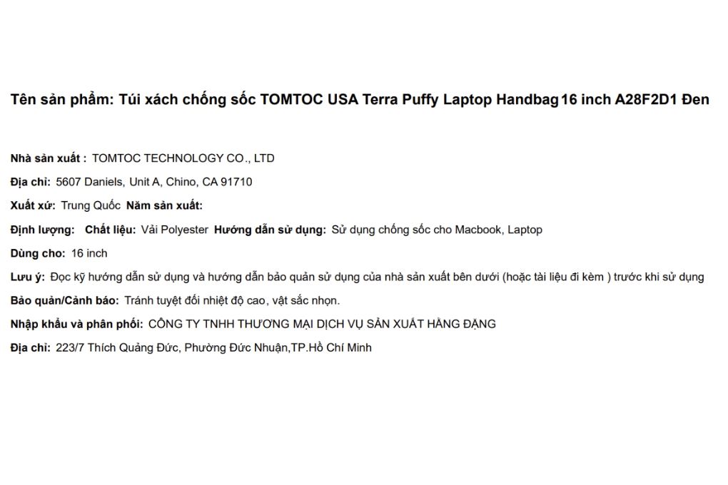 Túi xách chống sốc Laptop Handbag 16 inch Tomtoc USA Terra Puffy A28F2 - 5
