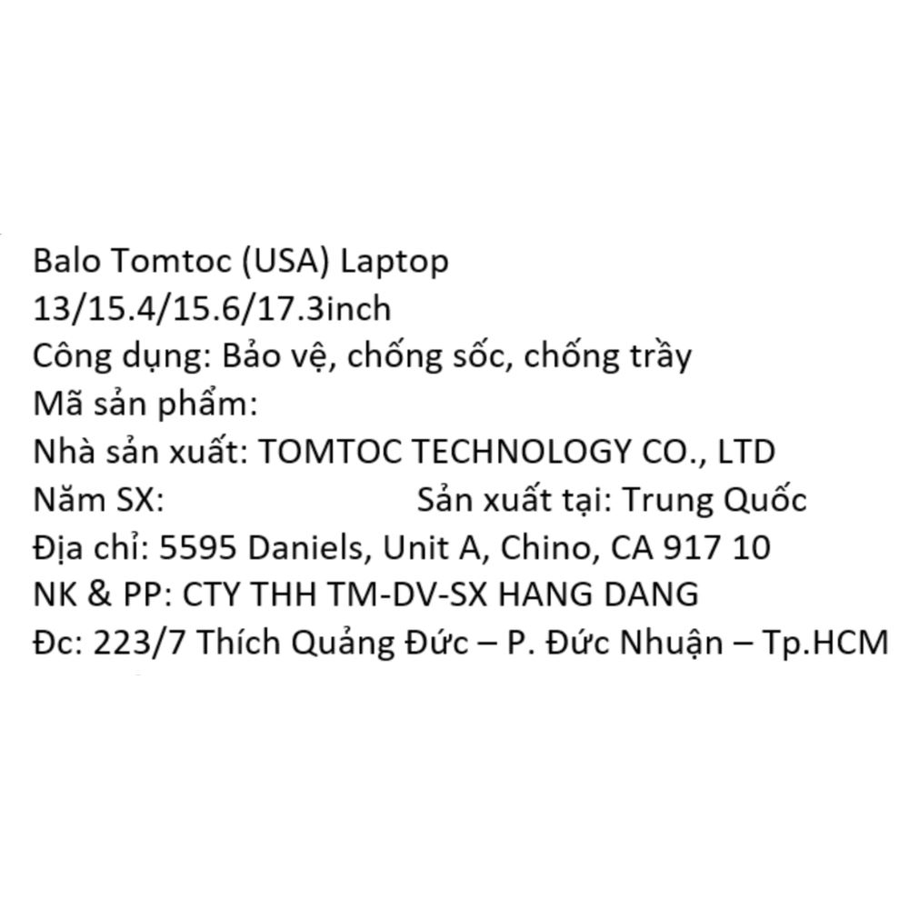 Balo chống sốc laptop 15.6 inch Tomtoc T66S1D2 Đen Màu Đen