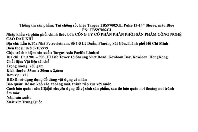 Túi chống sốc Laptop 14 inch Targus TBS970 Màu Xanh dương đậm