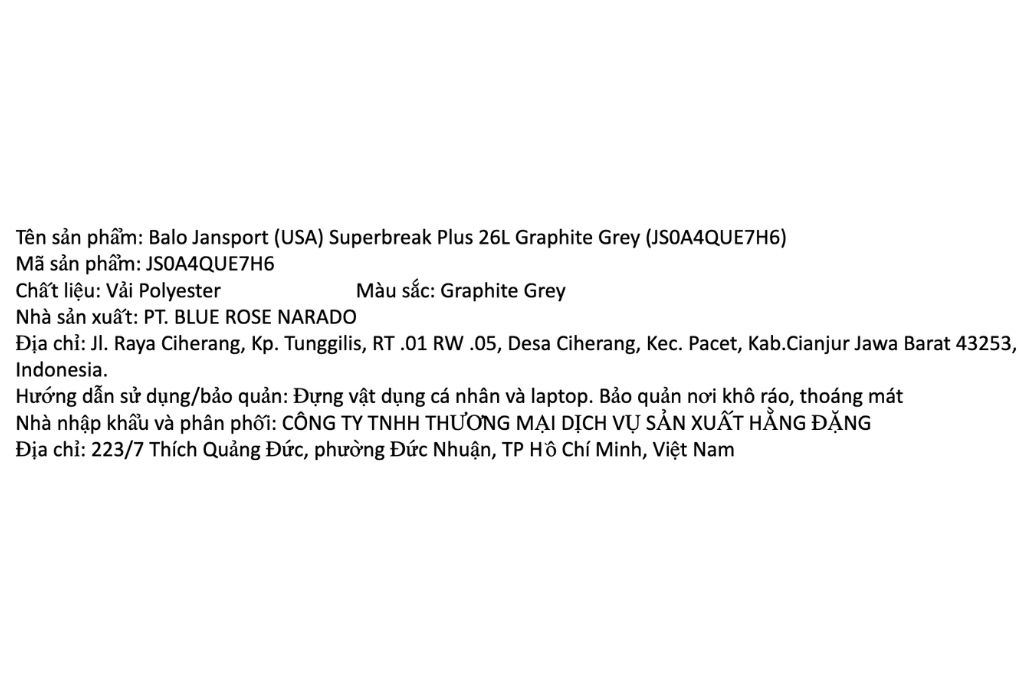 Balo Laptop 15 icnh Jansport Superbreak Plus 26L Xám Màu Xám
