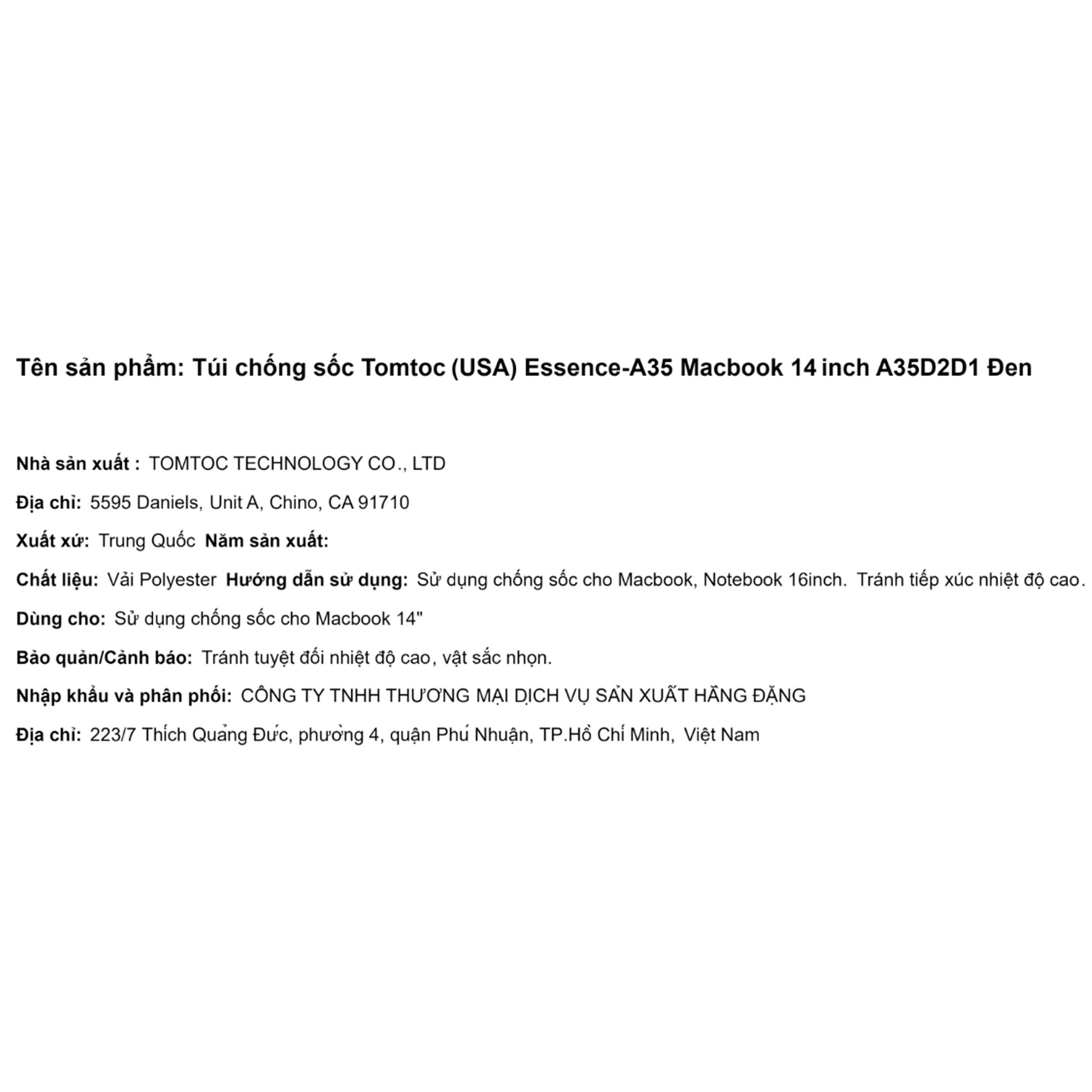 Túi chống sốc Macbook 14 inch Tomtoc (USA) Essence-A35 A35D2 - 5
