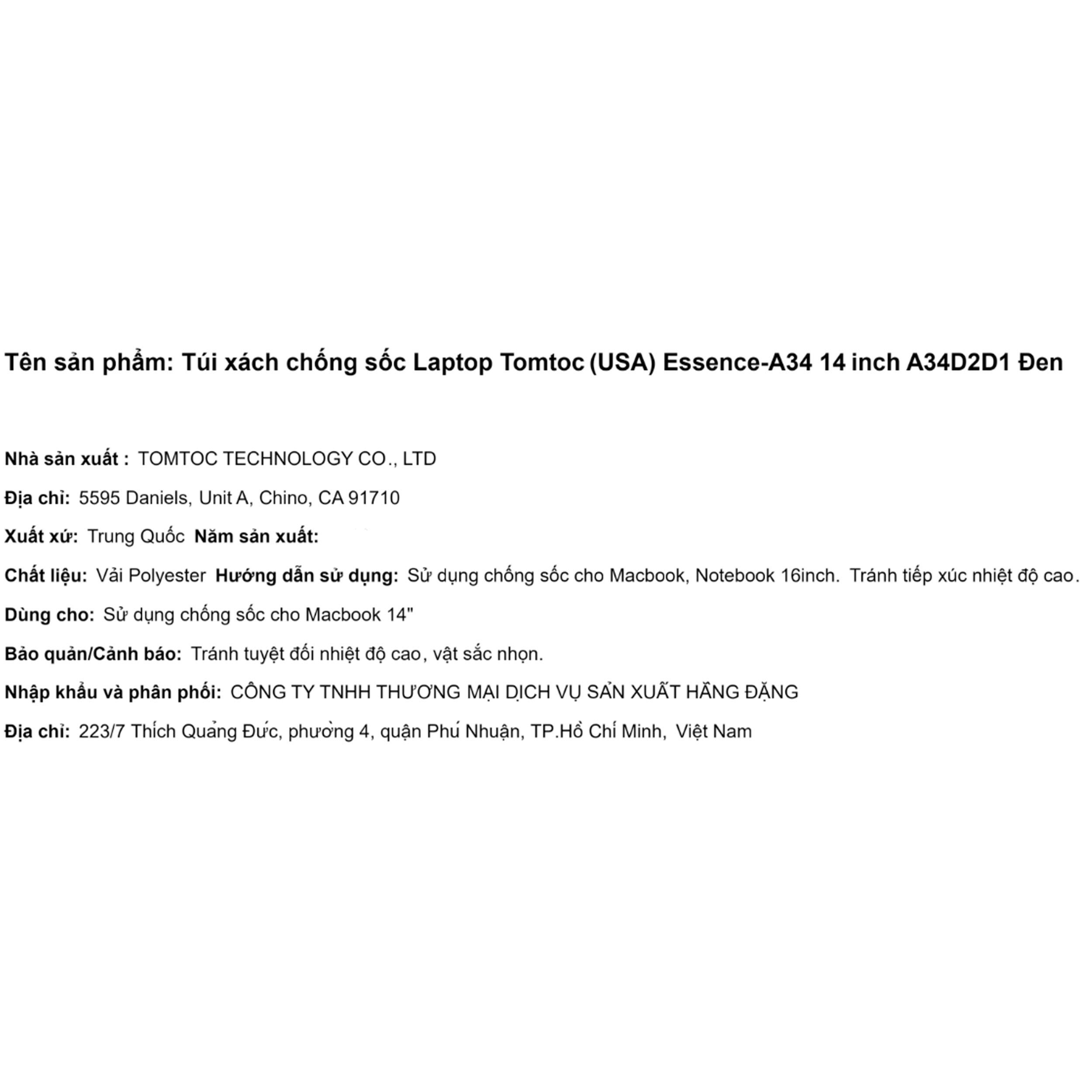 Túi xách chống sốc Laptop 14 inch Tomtoc (USA) Essence-A34 A34D2 - 6