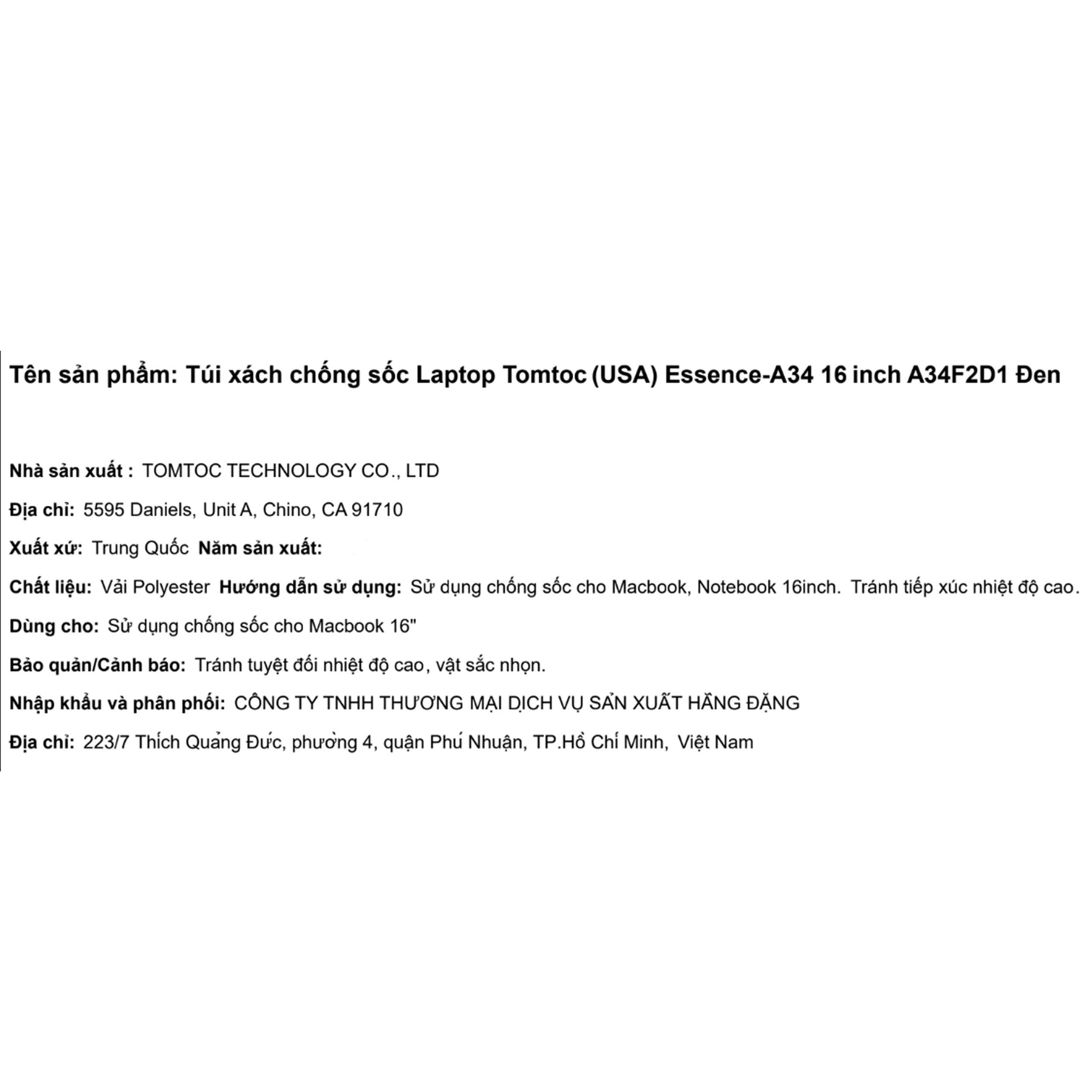 Túi xách chống sốc Laptop 16 inch Tomtoc (USA) Essence-A34 A34F2 - 5