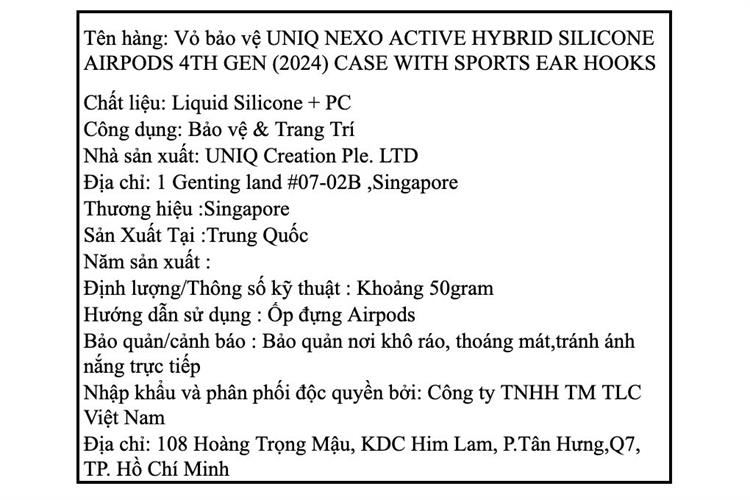 Túi đựng AirPods 4 Silicone PC kèm móc UNIQ Nexo Active Hybrid Màu Đen