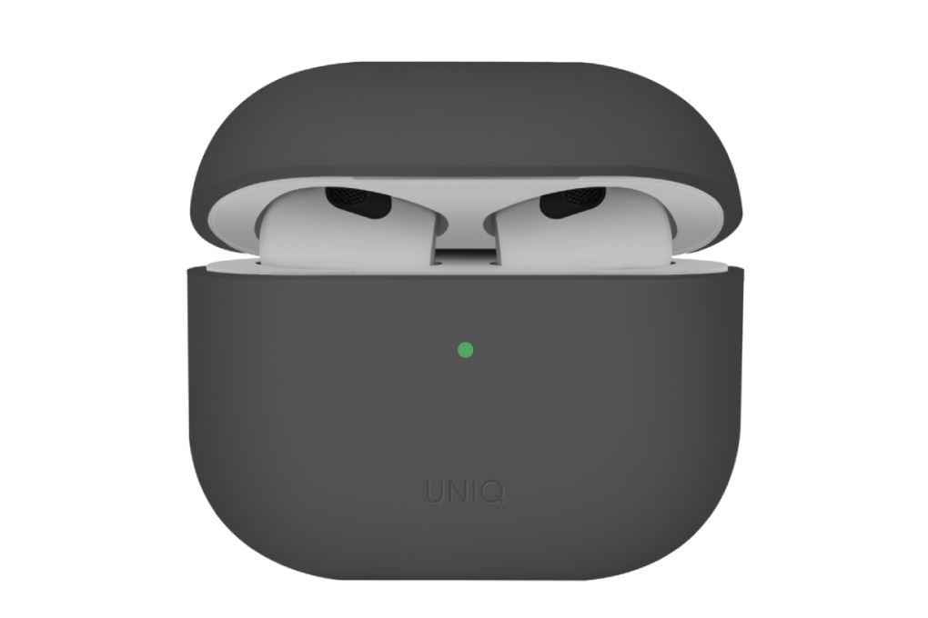 Túi đựng AirPods 4 Silicone PC UNIQ Lino Hybrid Liquid Màu Xám
