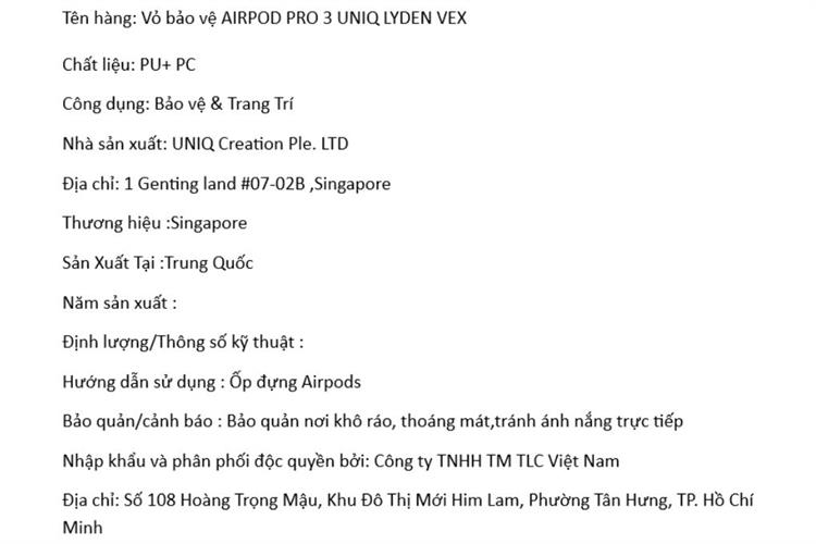 Túi đựng AirPods Pro 3 PU PC UNIQ LYDEN VEX Màu Xanh