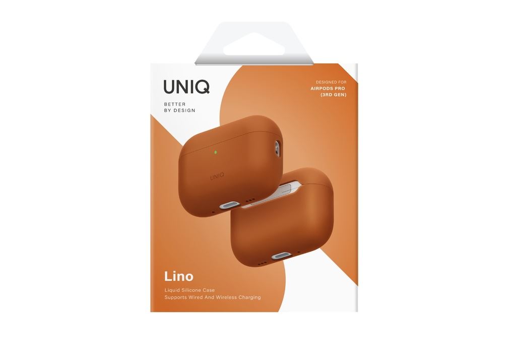 Túi đựng AirPods Pro 3 SILICONE PC UNIQ LINO LIQUID Màu Cam