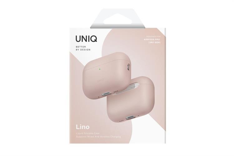 Túi đựng AirPods Pro 3 SILICONE PC UNIQ LINO LIQUID Màu Hồng