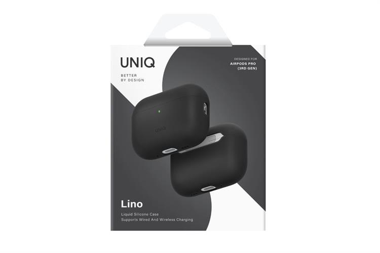 Túi đựng AirPods Pro 3 SILICONE PC UNIQ LINO LIQUID Màu Xám than
