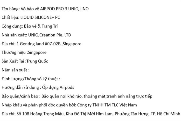 Túi đựng AirPods Pro 3 SILICONE PC UNIQ LINO LIQUID Màu Xám than