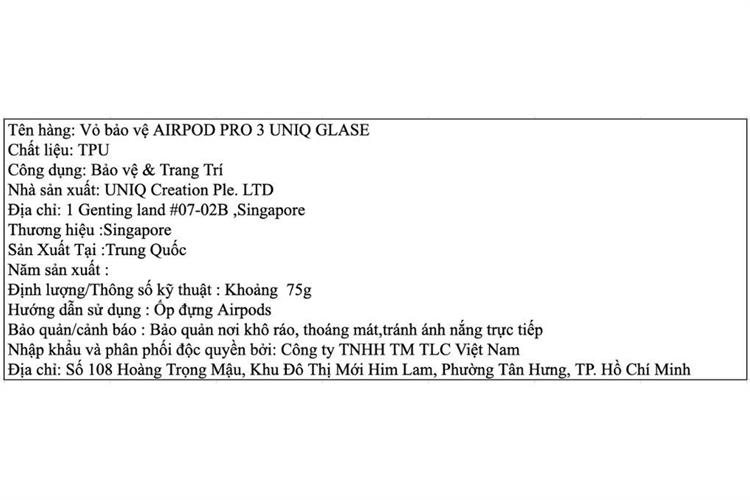 Túi đựng AirPods Pro 3 TPU UNIQ GLASE Màu Trắng