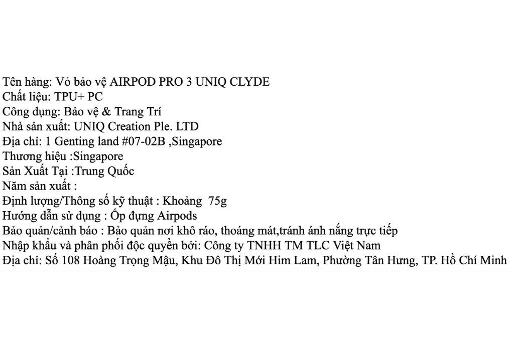 Túi đựng AirPods Pro 3 PC TPU UNIQ CLYDE Màu Đen