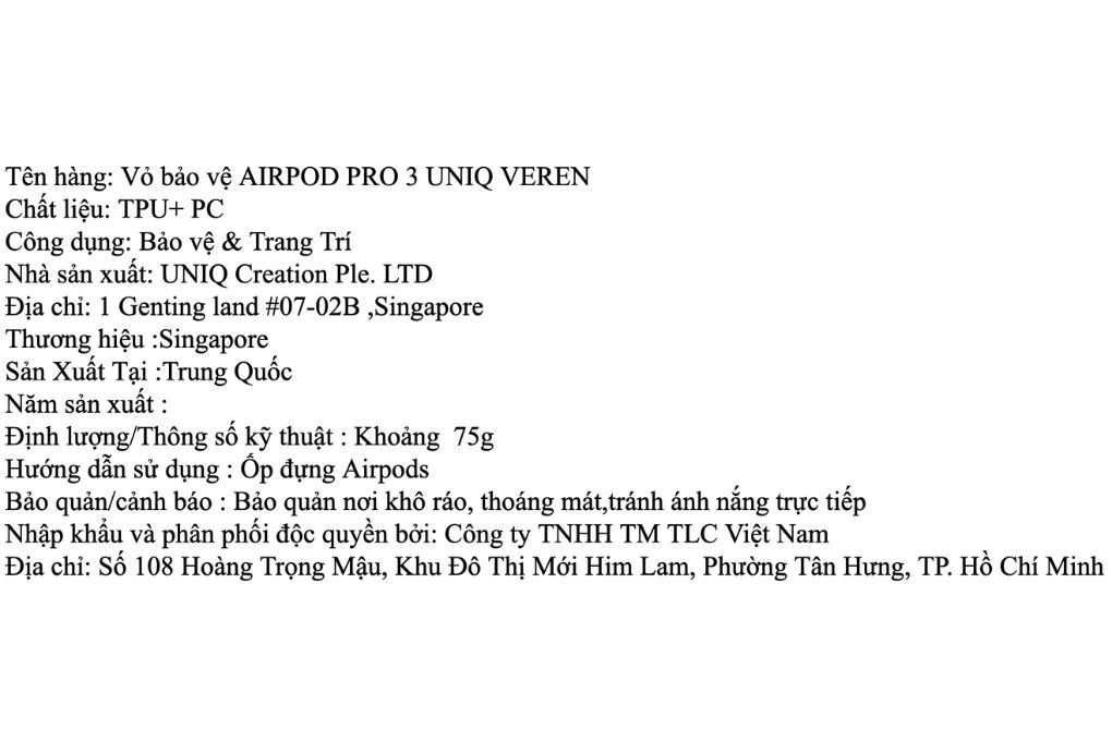 Túi đựng AirPods Pro 3 PC TPU UNIQ VEREN Màu Trắng