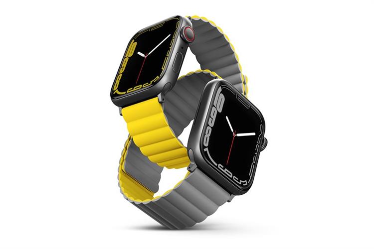Dây silicone Apple Watch 45/44/42mm UniQ-Revix Reversible Magnetic Màu Vàng