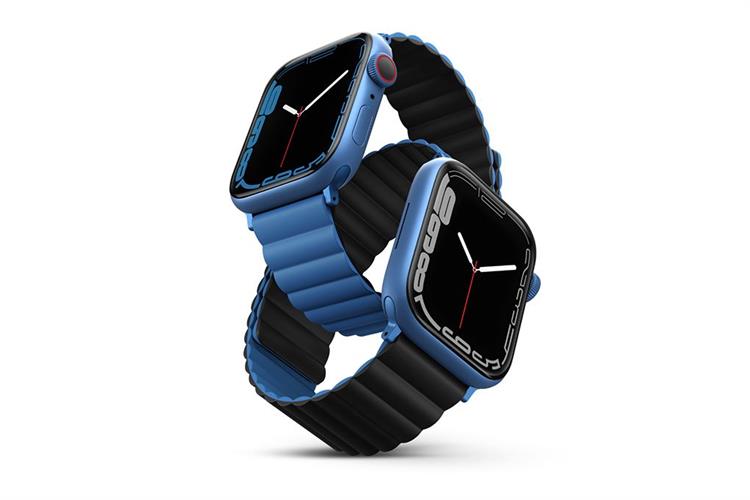 Dây silicone Apple Watch 45/44/42mm UniQ-Revix Reversible Magnetic Màu Xanh Dương
