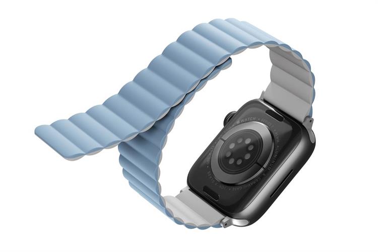 Dây silicone Apple Watch 45/44/42mm UniQ-Revix Reversible Magnetic Màu Xanh dương nhạt