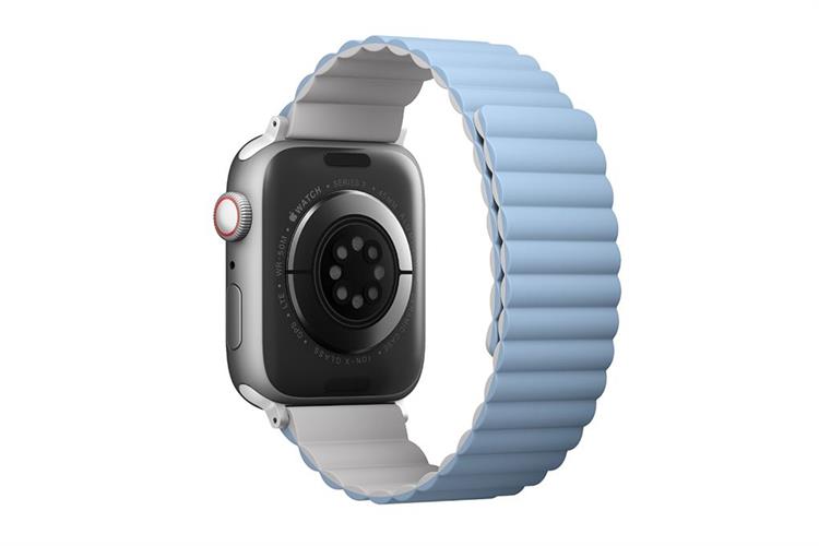 Dây silicone Apple Watch 45/44/42mm UniQ-Revix Reversible Magnetic Màu Xanh dương nhạt