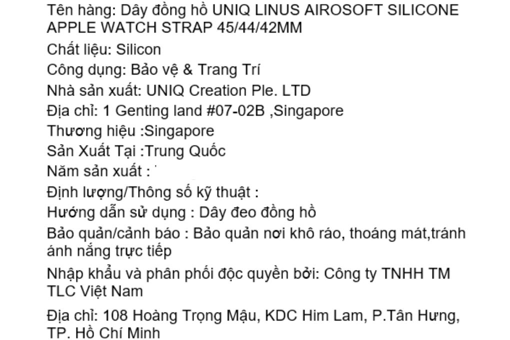 Dây silicone Apple Watch 45/44/42mm UniQ-Linus Airosoft Màu Xám