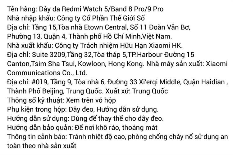 Dây da Redmi Watch 4/5/Band 8 Pro/9 Pro Màu Xanh Dương