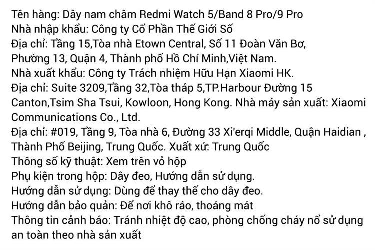 Dây nam châm Redmi Watch 4/5/Band 8 Pro/9 Pro Màu Đỏ