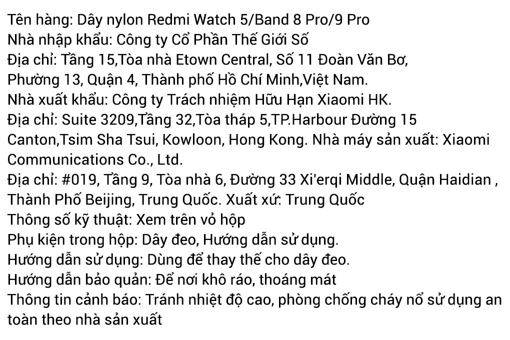 Dây nylon Redmi Watch 4/5/Band 8 Pro/9 Pro Màu Tím hồng