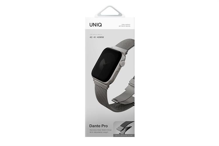 Dây thép không gỉ Apple Watch Dante Pro Mesh Steel mặt 42/41/40mm UNIQ Màu Bạc