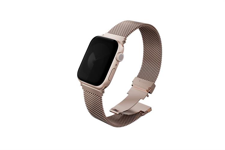 Dây thép không gỉ Apple Watch Dante Pro Mesh Steel mặt 42/41/40mm UNIQ Màu Hồng Gold