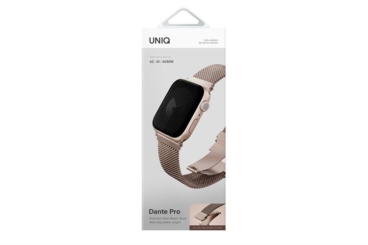 Dây thép không gỉ Apple Watch Dante Pro Mesh Steel mặt 42/41/40mm UNIQ Màu Hồng Gold