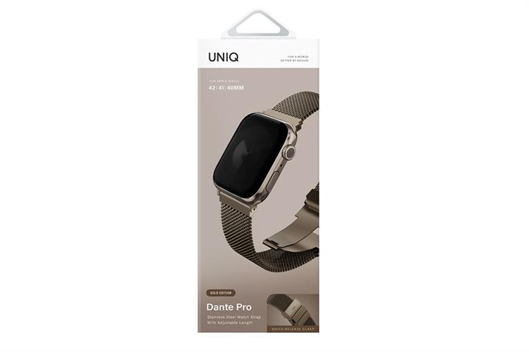 Dây thép không gỉ Apple Watch Dante Pro Mesh Steel mặt 42/41/40mm UNIQ Màu Vàng đồng