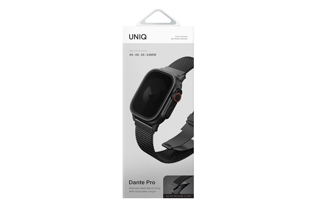 Dây thép không gỉ Apple Watch Dante Pro Mesh Steel mặt 49/46/45/44mm UNIQ Màu Đen