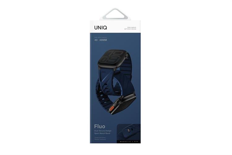 Dây Silicone Apple Watch FLUO mặt 49-40mm UNIQ Màu Xanh Dương
