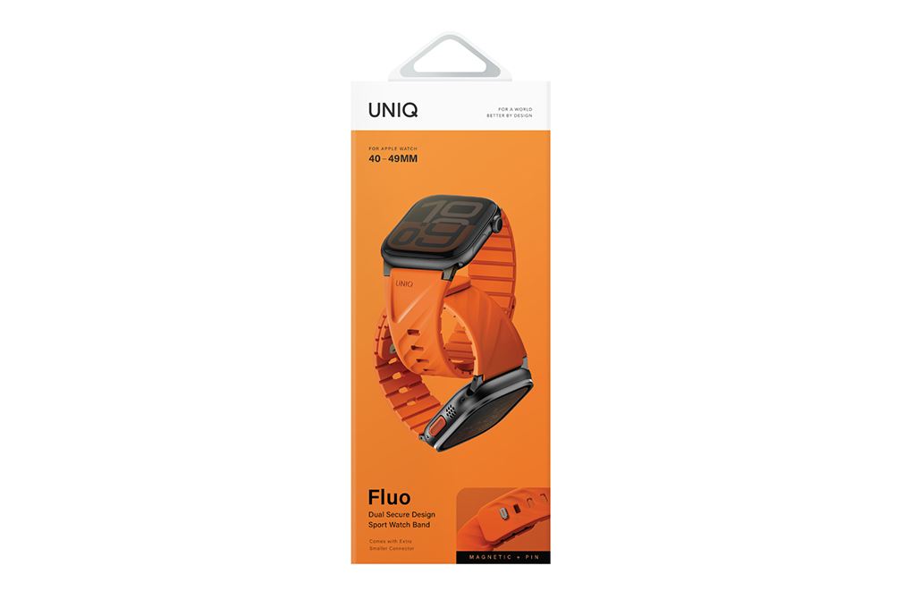 Dây Silicone Apple Watch FLUO mặt 49-40mm UNIQ Màu Cam