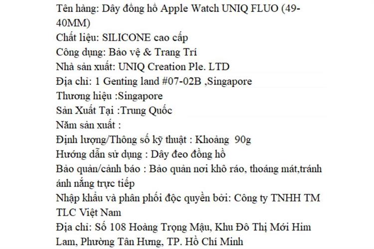 Dây Silicone Apple Watch FLUO mặt 49-40mm UNIQ Màu Cam