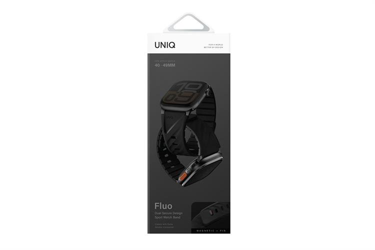Dây Silicone Apple Watch FLUO mặt 49-40mm UNIQ Màu Đen