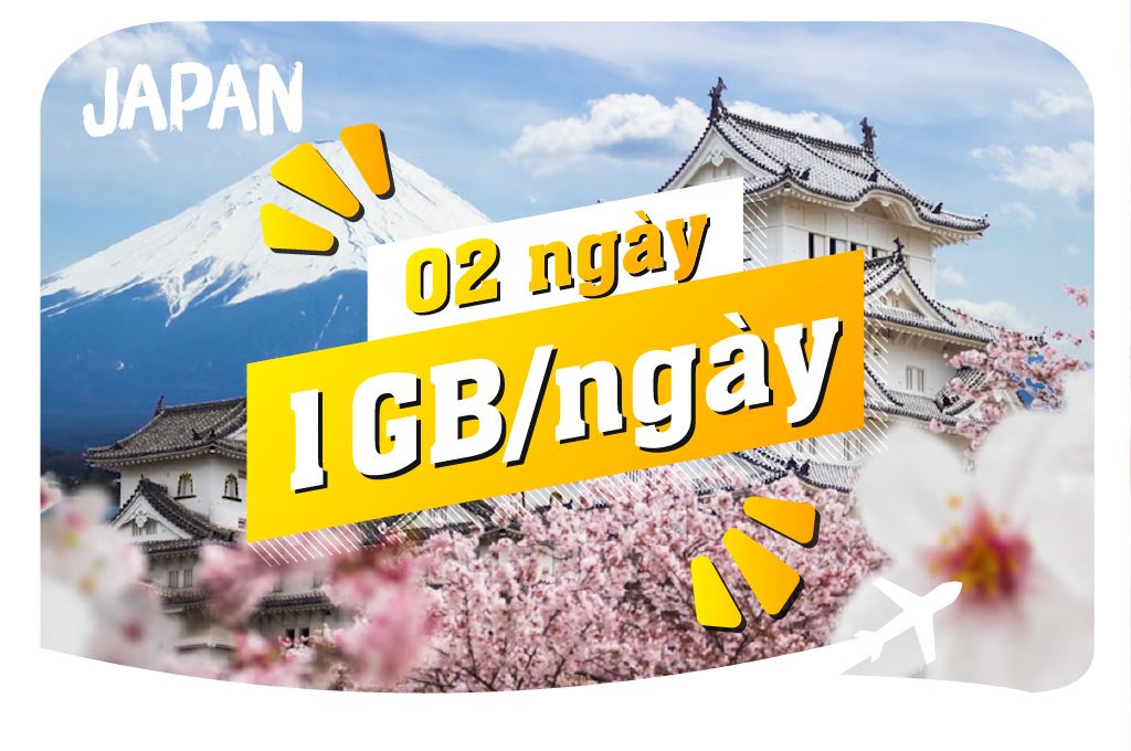 eSIM du lịch Bluecom Japan 1GB/Ngày 2 Ngày