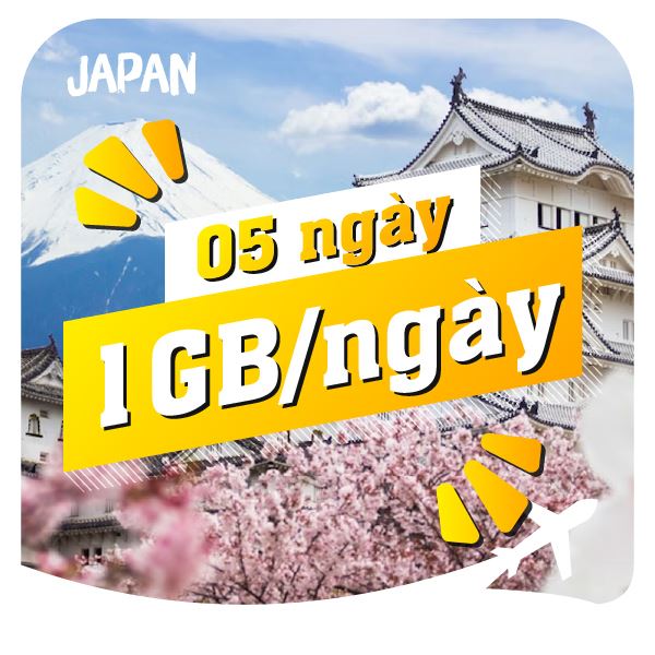eSIM du lịch Bluecom Japan 1GB/Ngày 5 Ngày