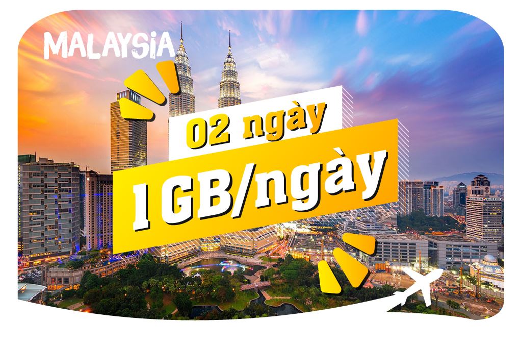 eSIM du lịch Bluecom Malaysia 1GB/Ngày 2 Ngày
