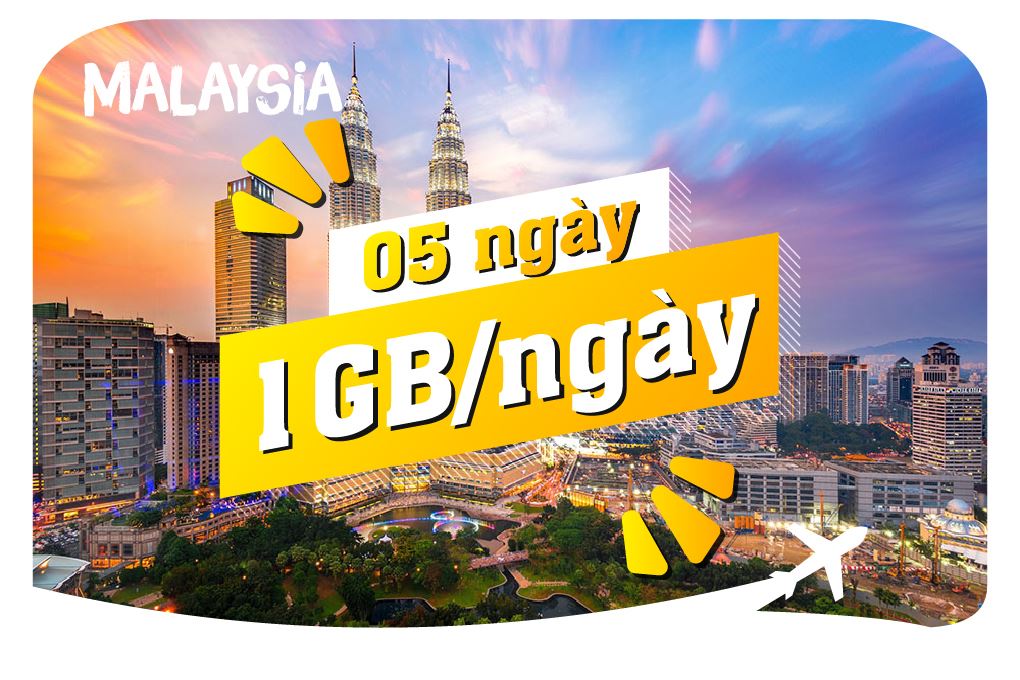eSIM du lịch Bluecom Malaysia 1GB/Ngày 5 Ngày