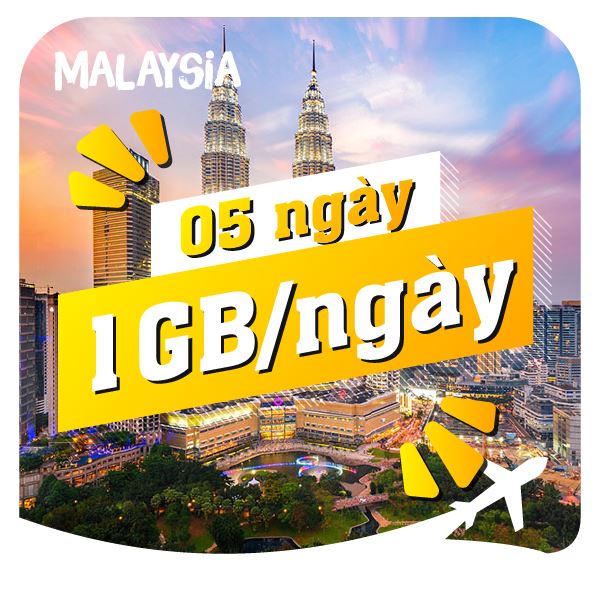 eSIM du lịch Bluecom Malaysia 1GB/Ngày 5 Ngày