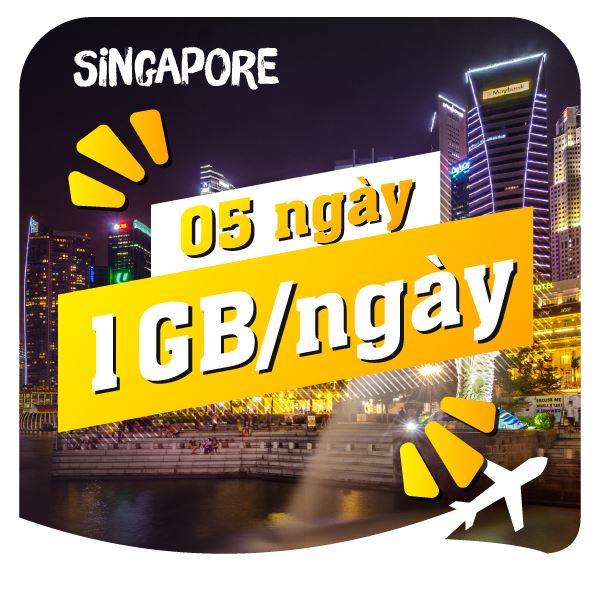 eSIM du lịch Bluecom Singapore 1GB/Ngày 5 Ngày