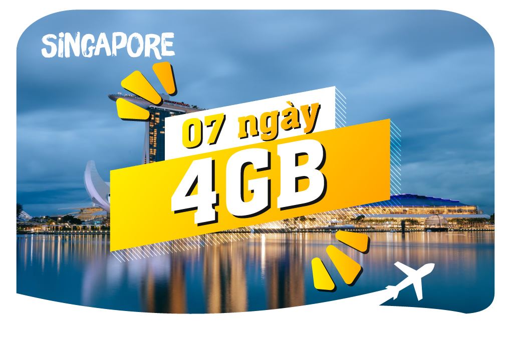 eSIM du lịch Bluecom Singapore 4GB/7 Ngày