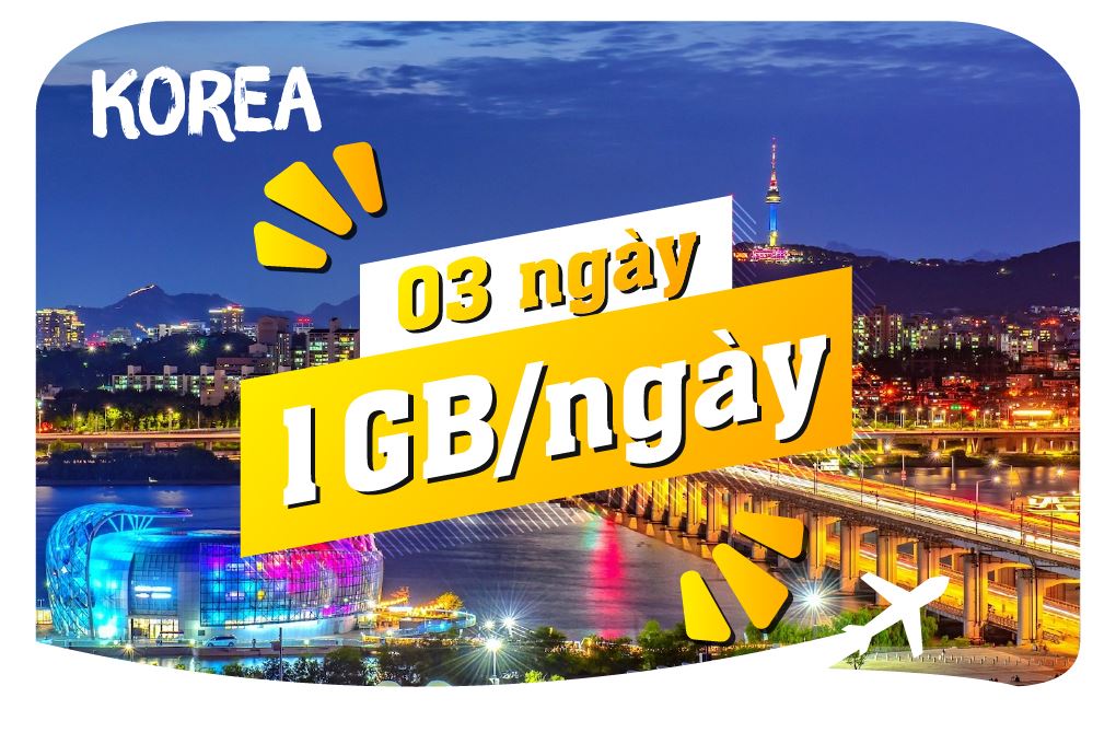 eSIM du lịch Bluecom South Korea 1GB/Ngày 3 Ngày