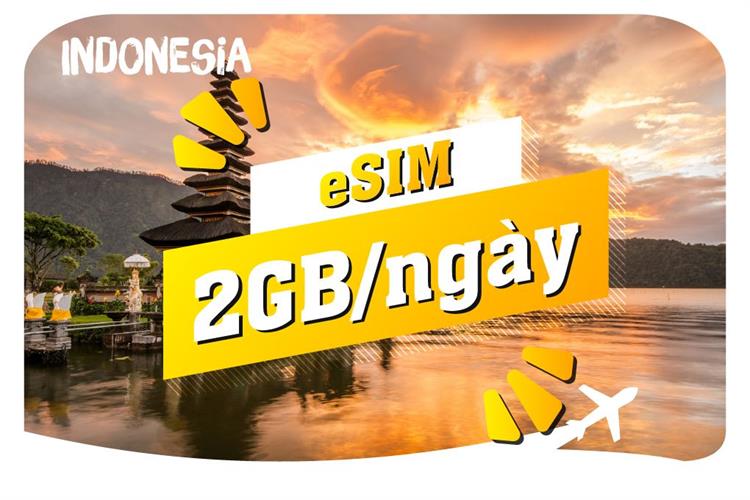 eSIM du lịch Bluecom Indonesia 2GB/Ngày