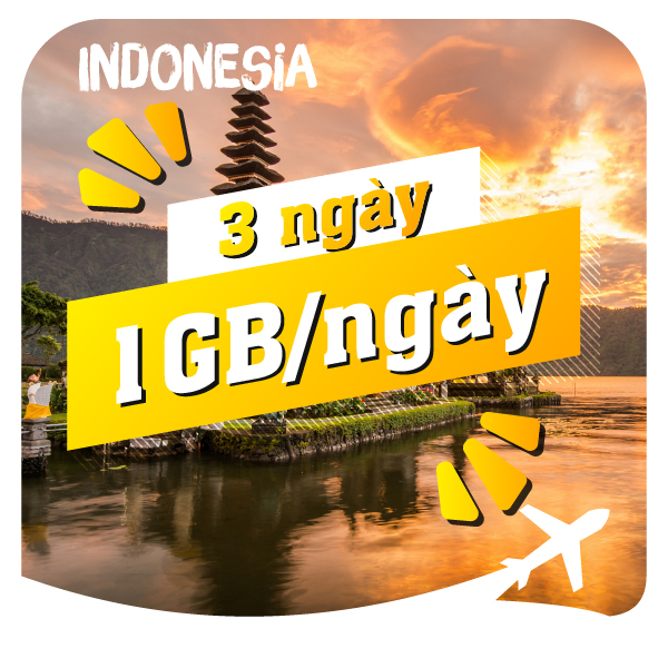 eSIM du lịch Bluecom Indonesia1GB/Ngày 3 Ngày