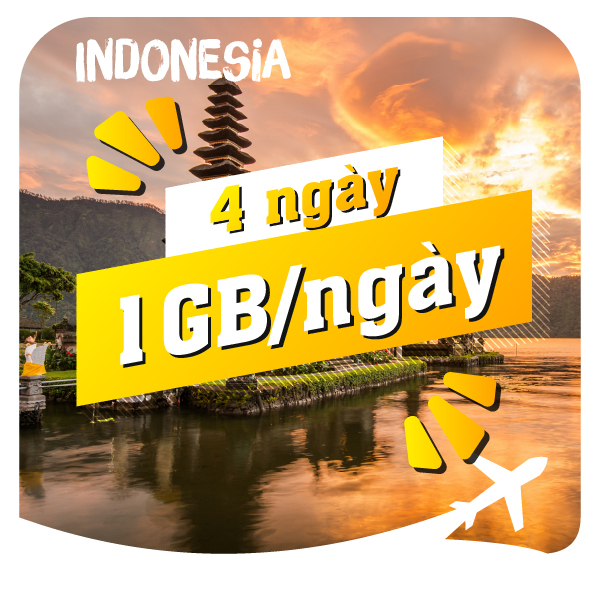 eSIM du lịch Bluecom Indonesia 1GB/Ngày 4 Ngày