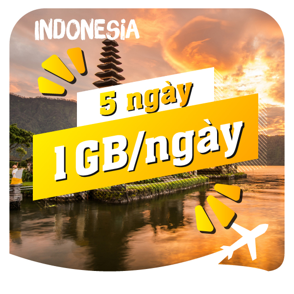eSIM du lịch Bluecom Indonesia 1GB/Ngày 5 Ngày